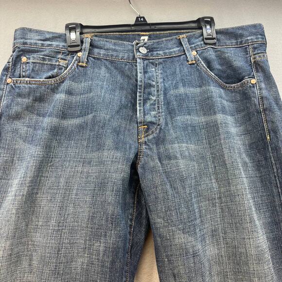 7 For All Mankind Men's Relaxed Fit Jeans Size 40 Button Fly Medium Denim Wash - Picture 2 of 16
